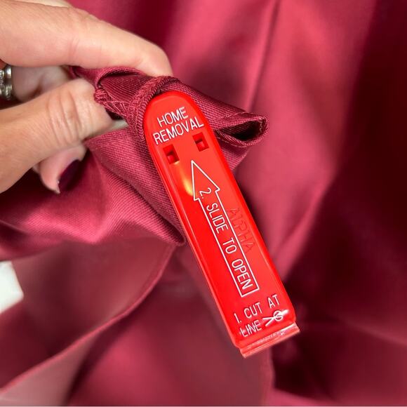 ALFRED SUNG Halter Lace-Up Back Satin Twill Gown In Burgundy - Picture 11 of 11